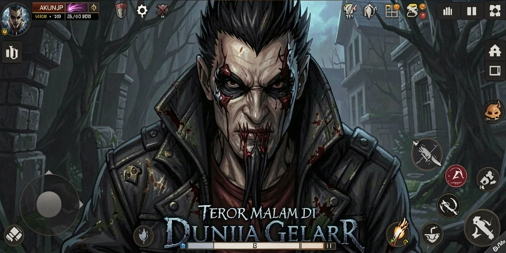 Menampilkan gameplay menakutkan di dunia gelap dan misterius.