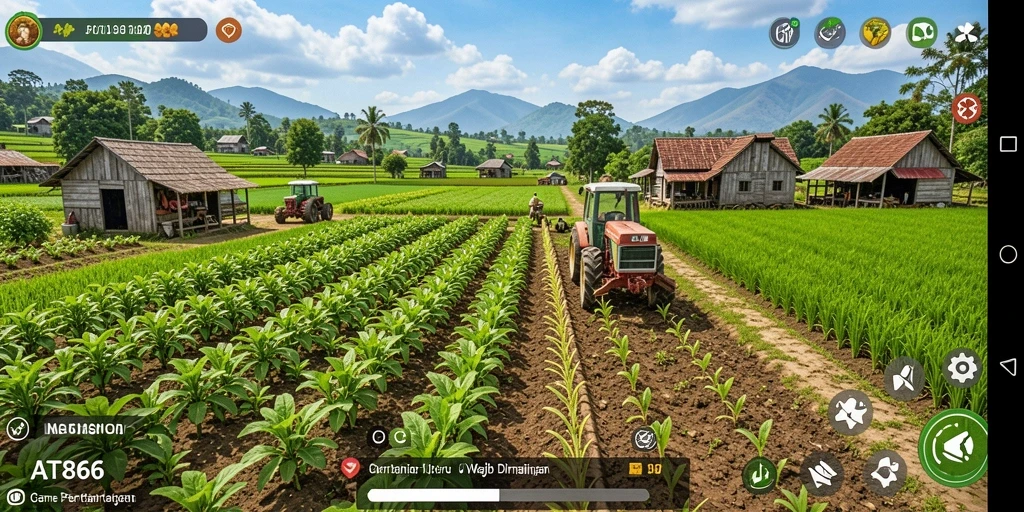 Gameplay AT866 menampilkan pertanian yang indah dan seru.