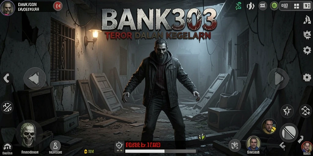 Tampilan gameplay seram BANK303 dengan suasana kelam.