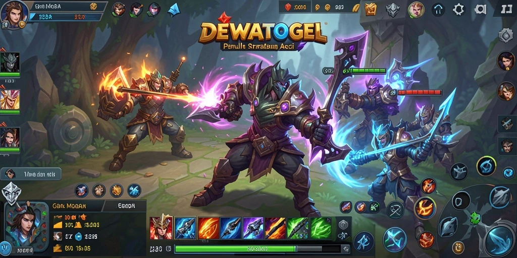 Tampilan gameplay MOBA yang seru dan penuh aksi di DEWATOGEL.