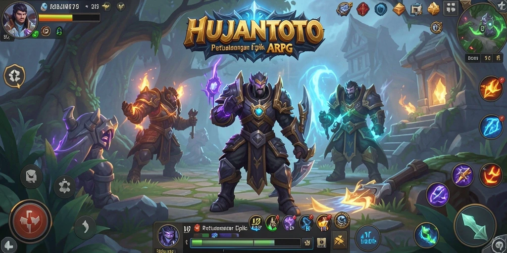 Tampilan gameplay seru dalam HUJANTOTO dengan aksi bertempur yang intens.