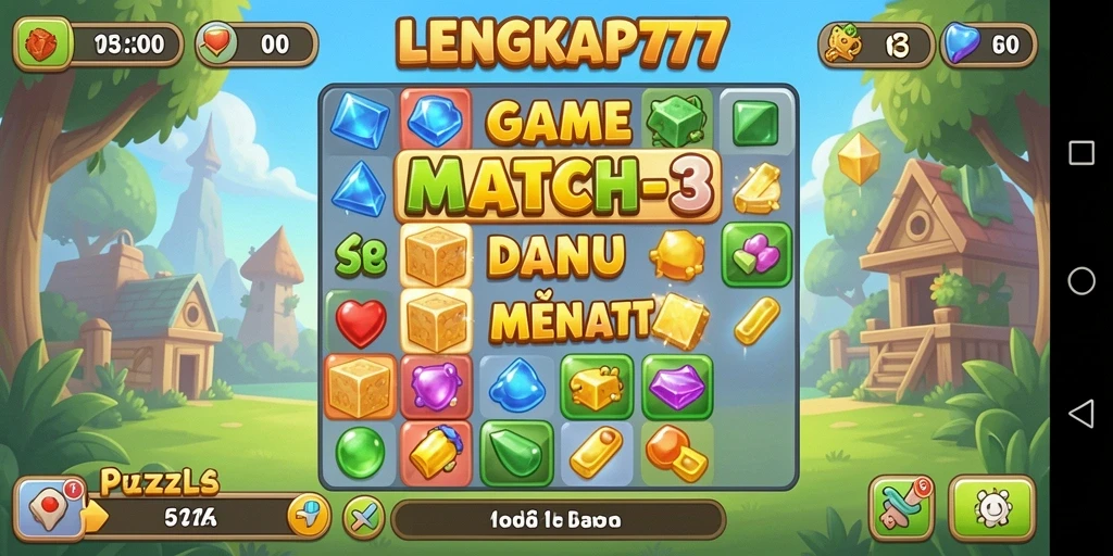 Screenshot gameplay seru dari LENGKAP777 dalam kategori Match-3.