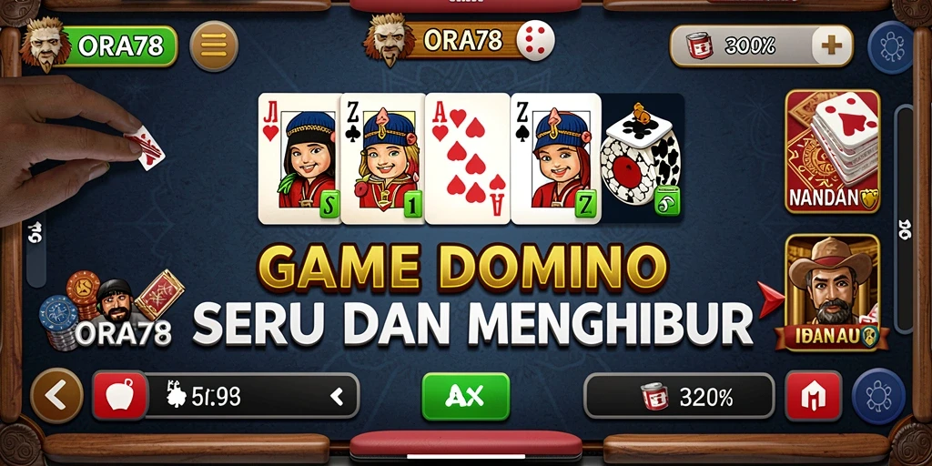 Screenshot gameplay seru dari ORA78 yang menampilkan keseruan permainan domino.