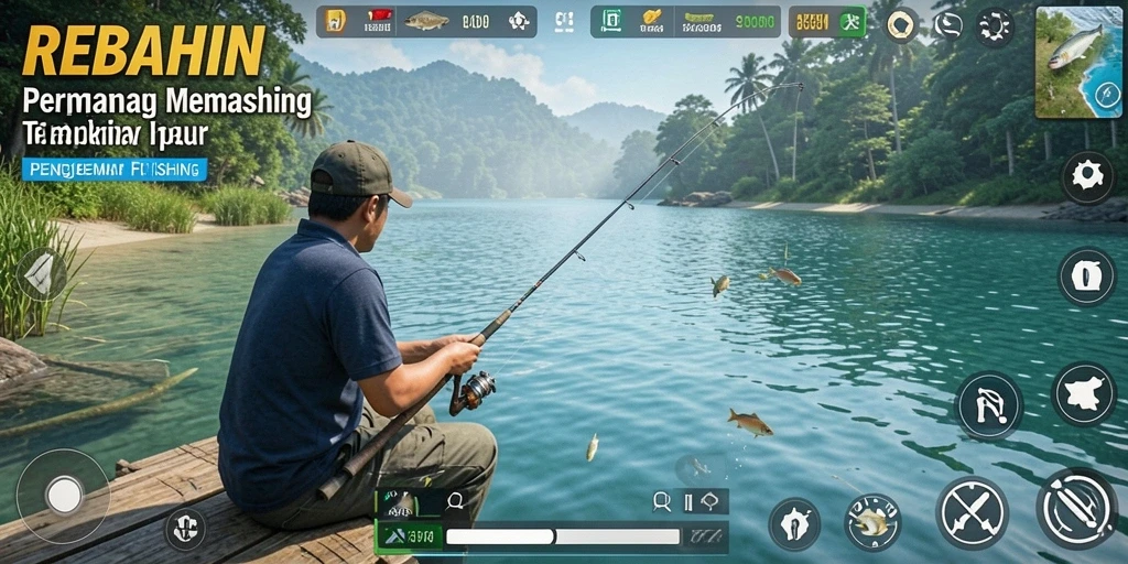 Gameplay menangkap ikan yang mendebarkan dalam REBAHIN.